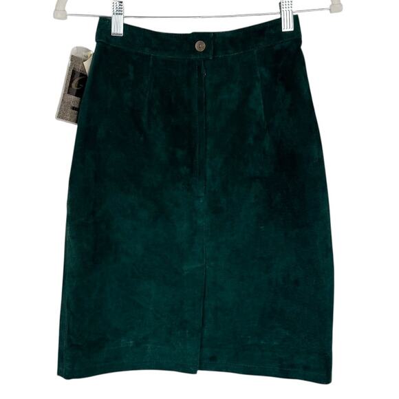 New G III Leather Vintage Suede Leather Classic Forest Green Skirt 3/4 Holidays - Picture 2 of 12
